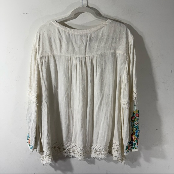 Chico’s Lace Swiss Dot Colorful Embroidered Boho Top - Picture 7 of 11
